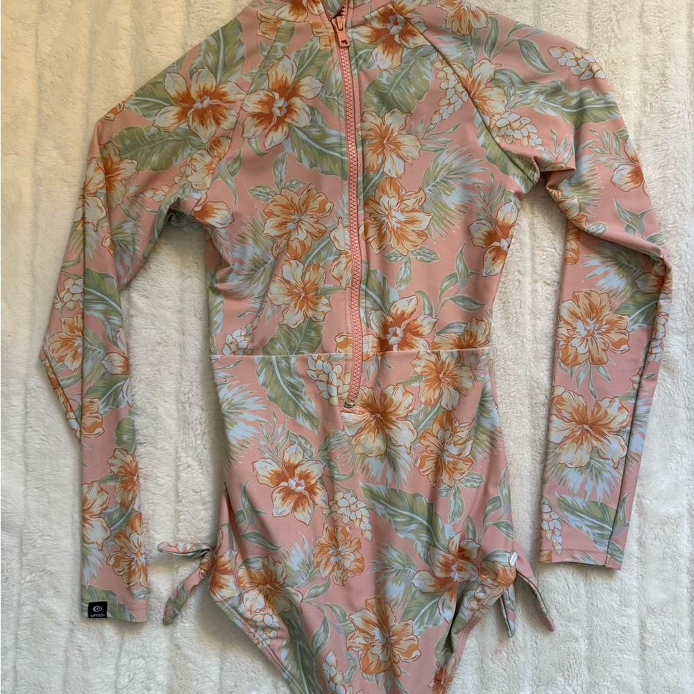 Rip Curl Pink Floral Kids One Piece Bodysuit - Picture 1 of 2